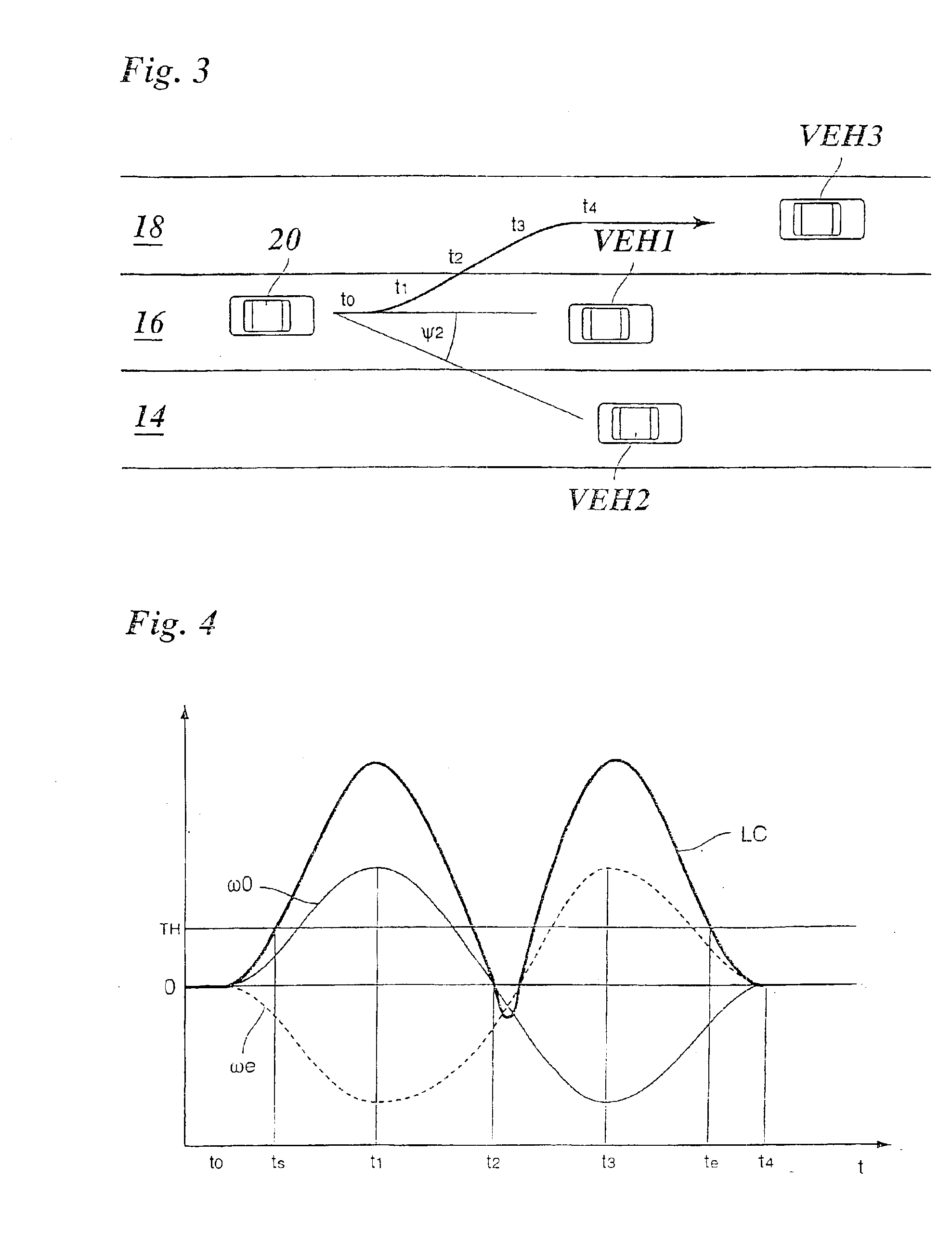 Method for recognizing a change in lane of a vehicle