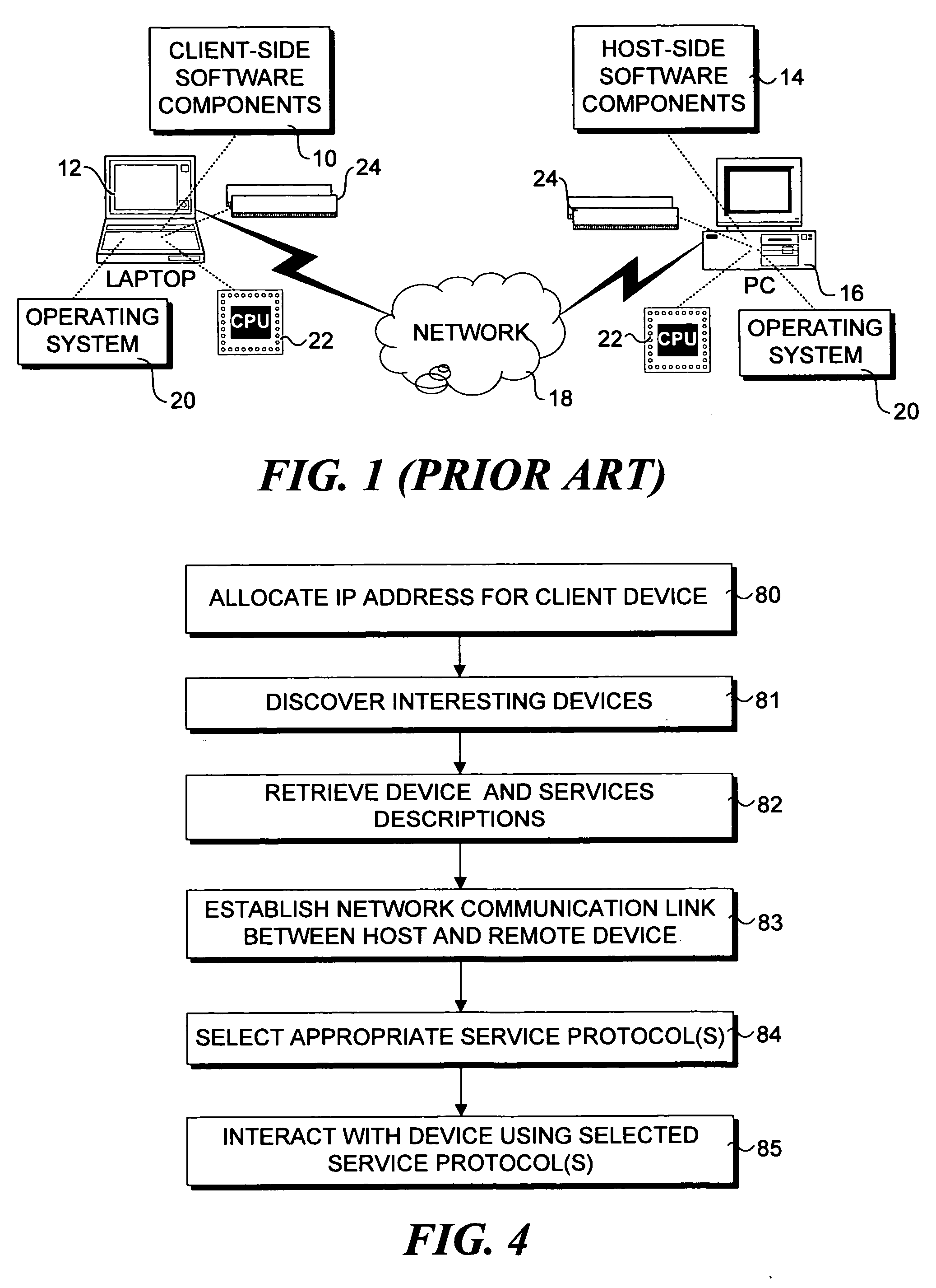 Method and architecture to support interaction between a host computer and remote devices