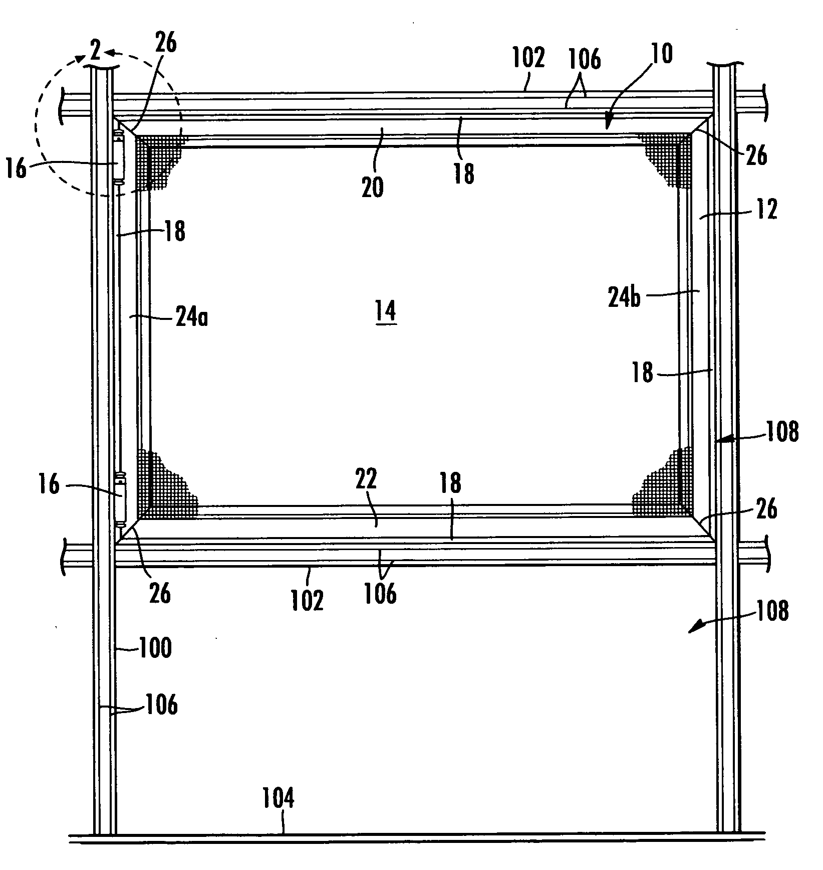 Pivotable screen assembly for screened enclosures