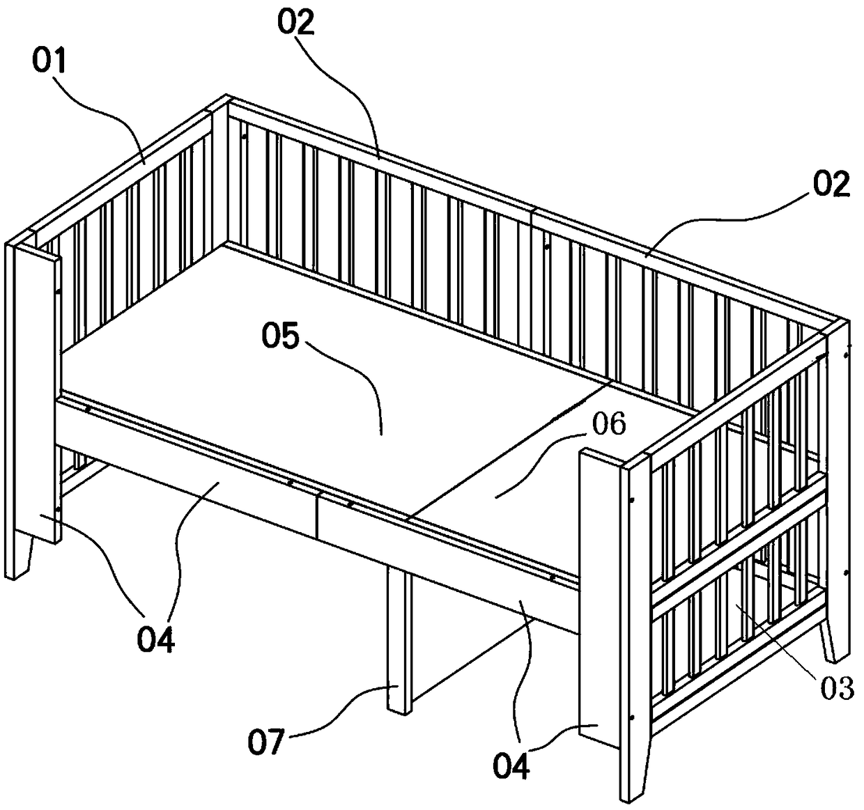 A growth type crib and an assembly method thereof