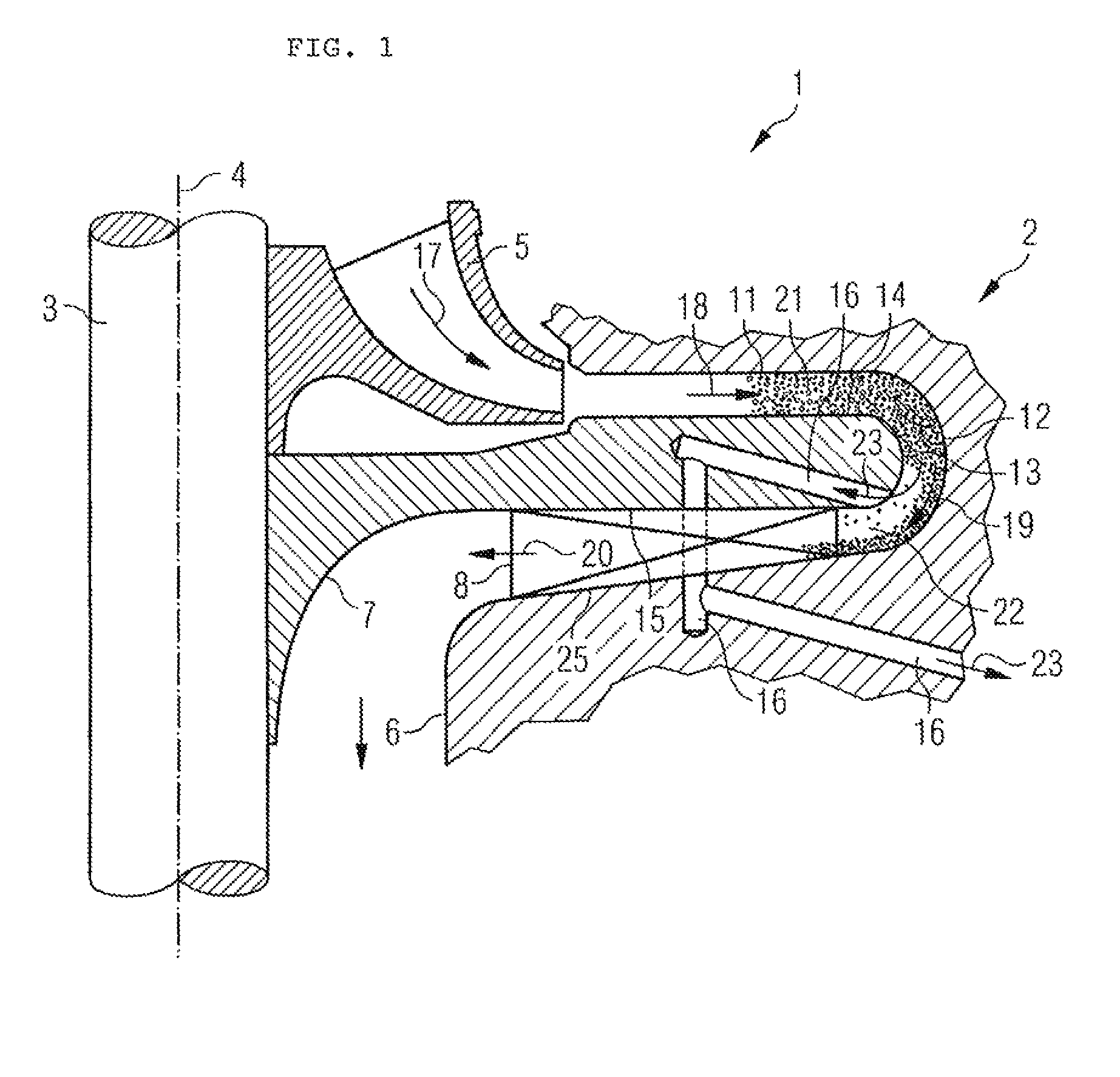 Intermediate floor for a radial turbine engine