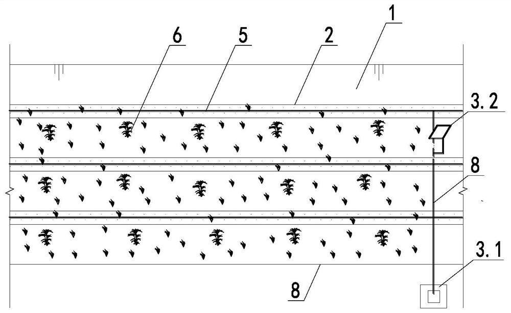 Bank slope water ecological landscape type waterfall type water quality purification system and purification method thereof