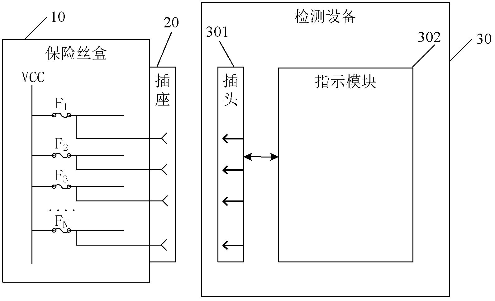 Device for detecting connection and disconnection of fuses in fuse box