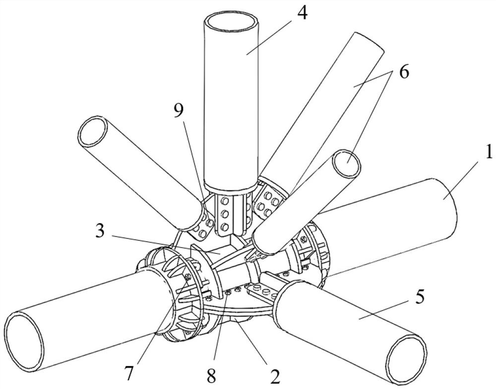 An assembled outer sleeve staggered flange intersecting joint and its construction method