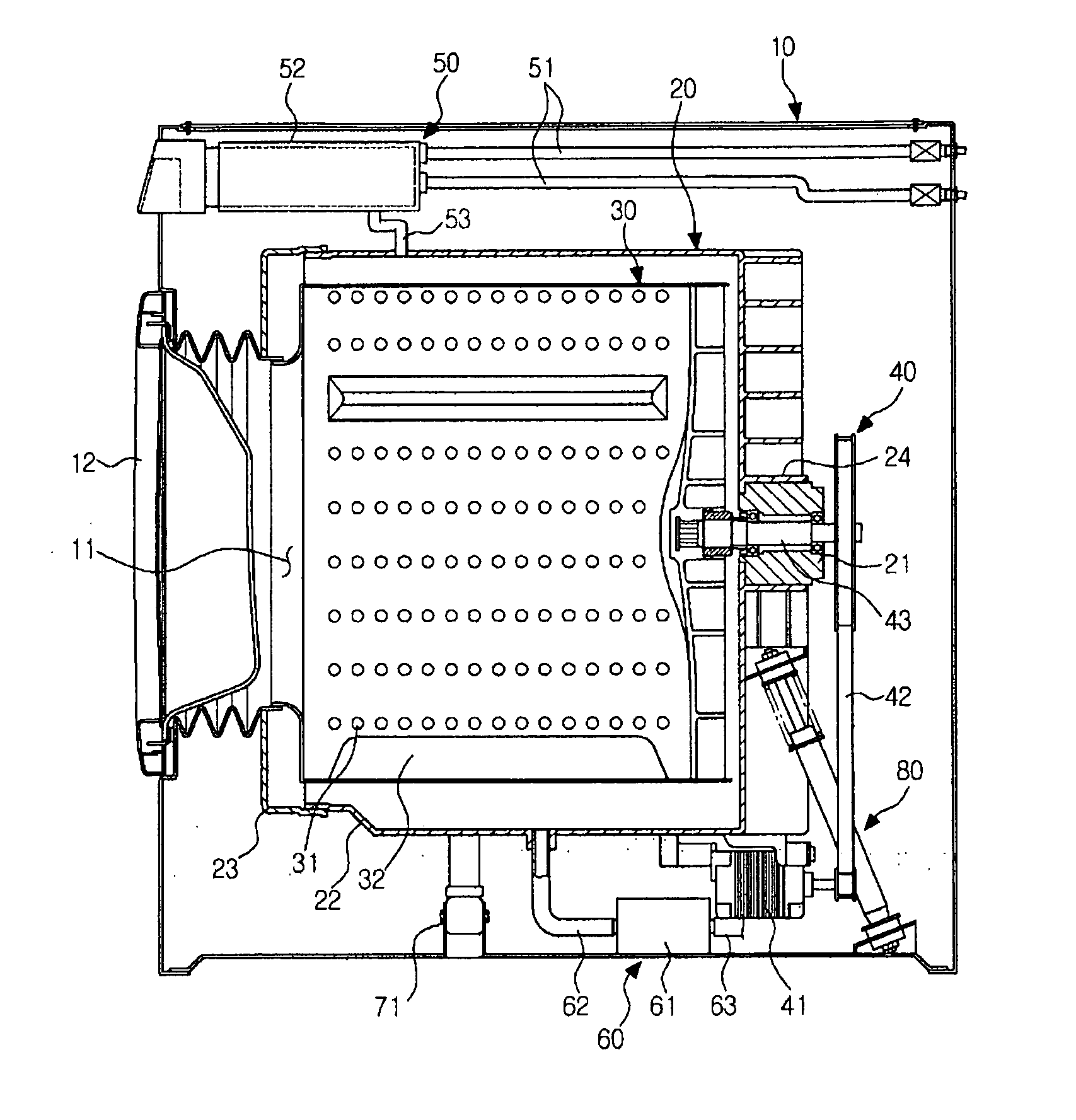 Washing machine and outer tub supporting structure thereof