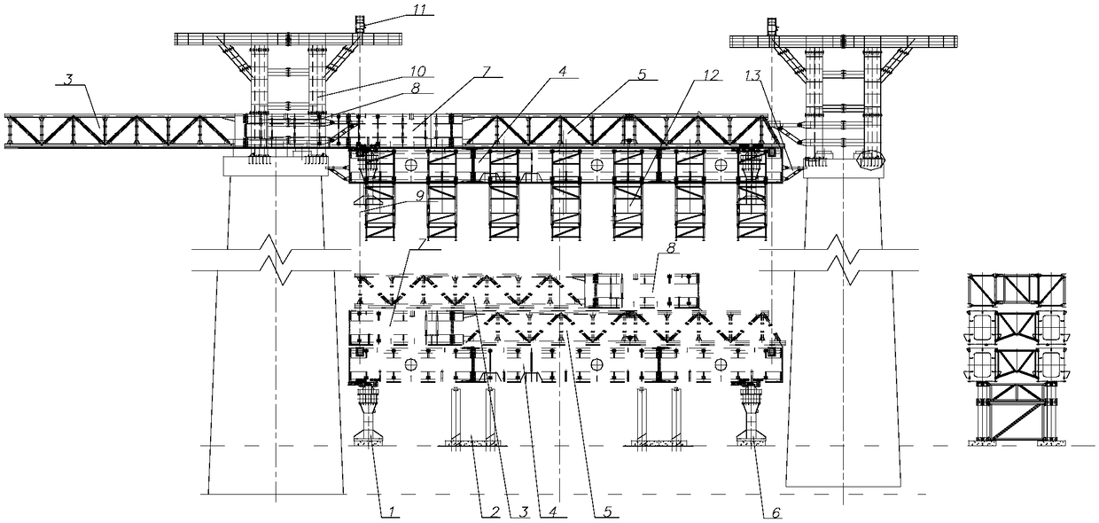 Mounting and lifting method for movable formwork for bridge construction