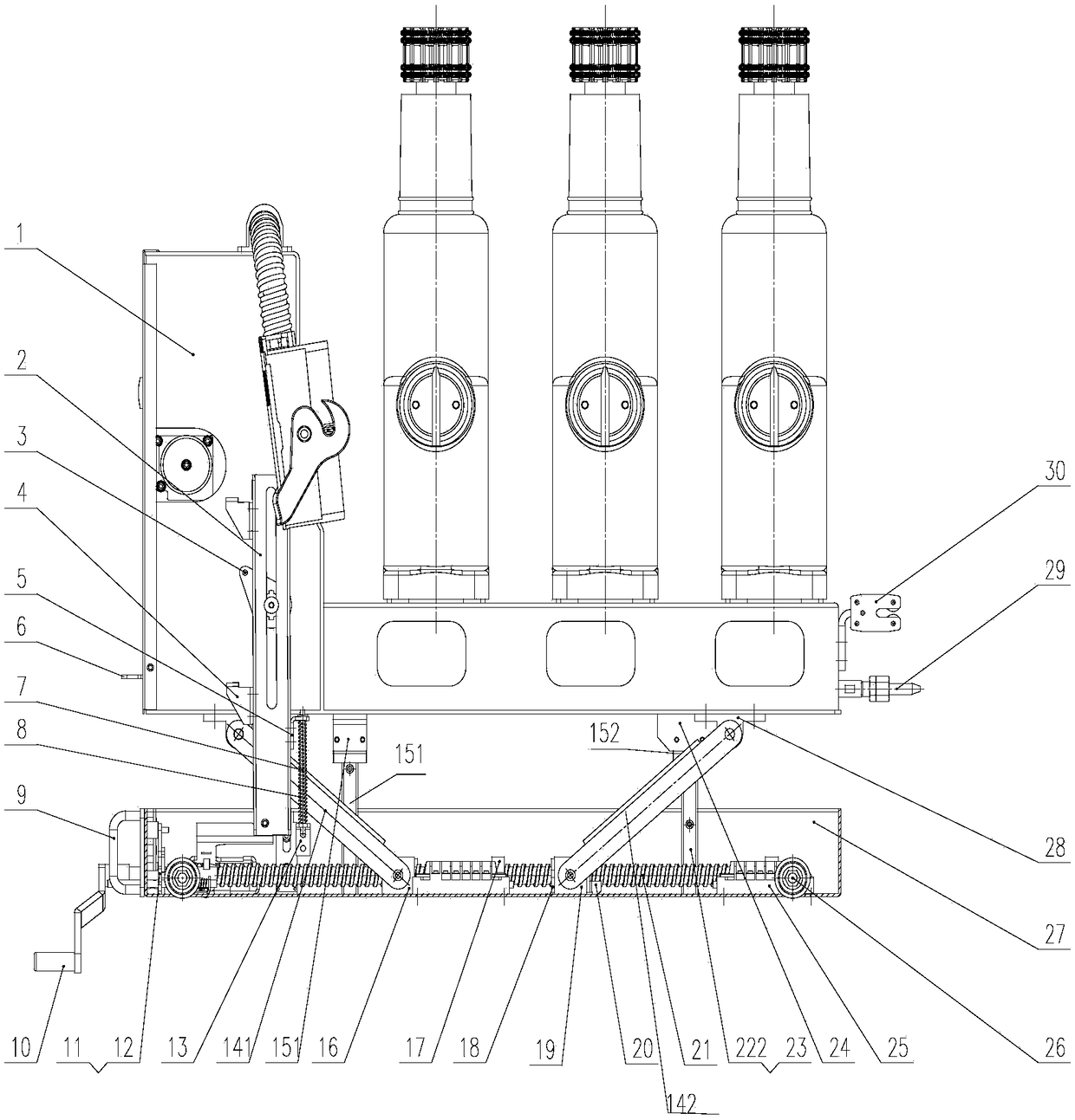 Lifting device of side-mounted circuit breaker