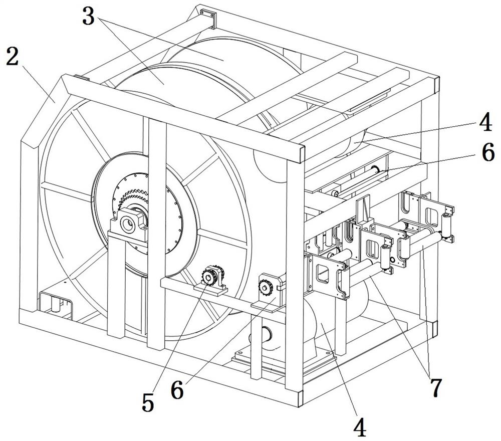 A shore power cable management device