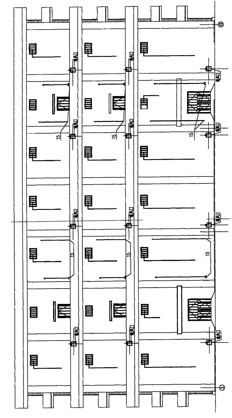 Bulk grain multi-storied warehouse with hollow pillars