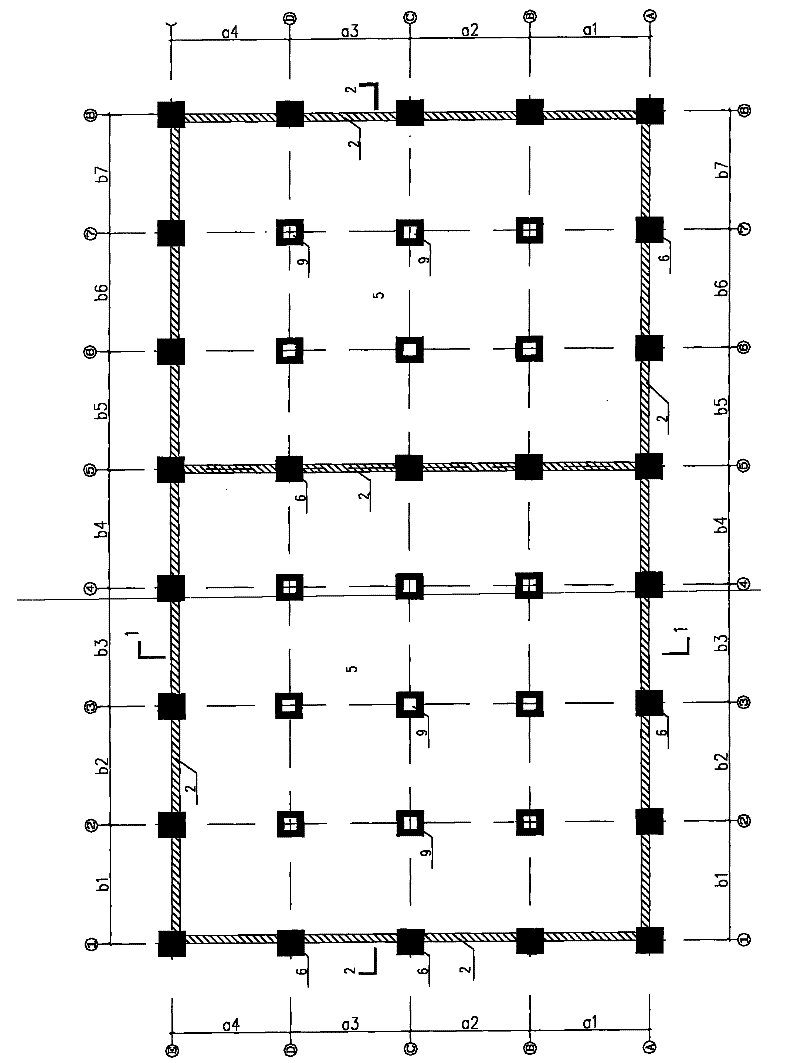 Bulk grain multi-storied warehouse with hollow pillars