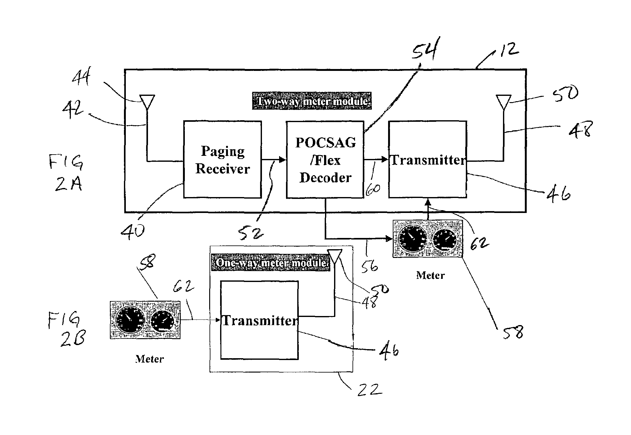 Modular wireless fixed network for wide-area metering data collection and meter module apparatus