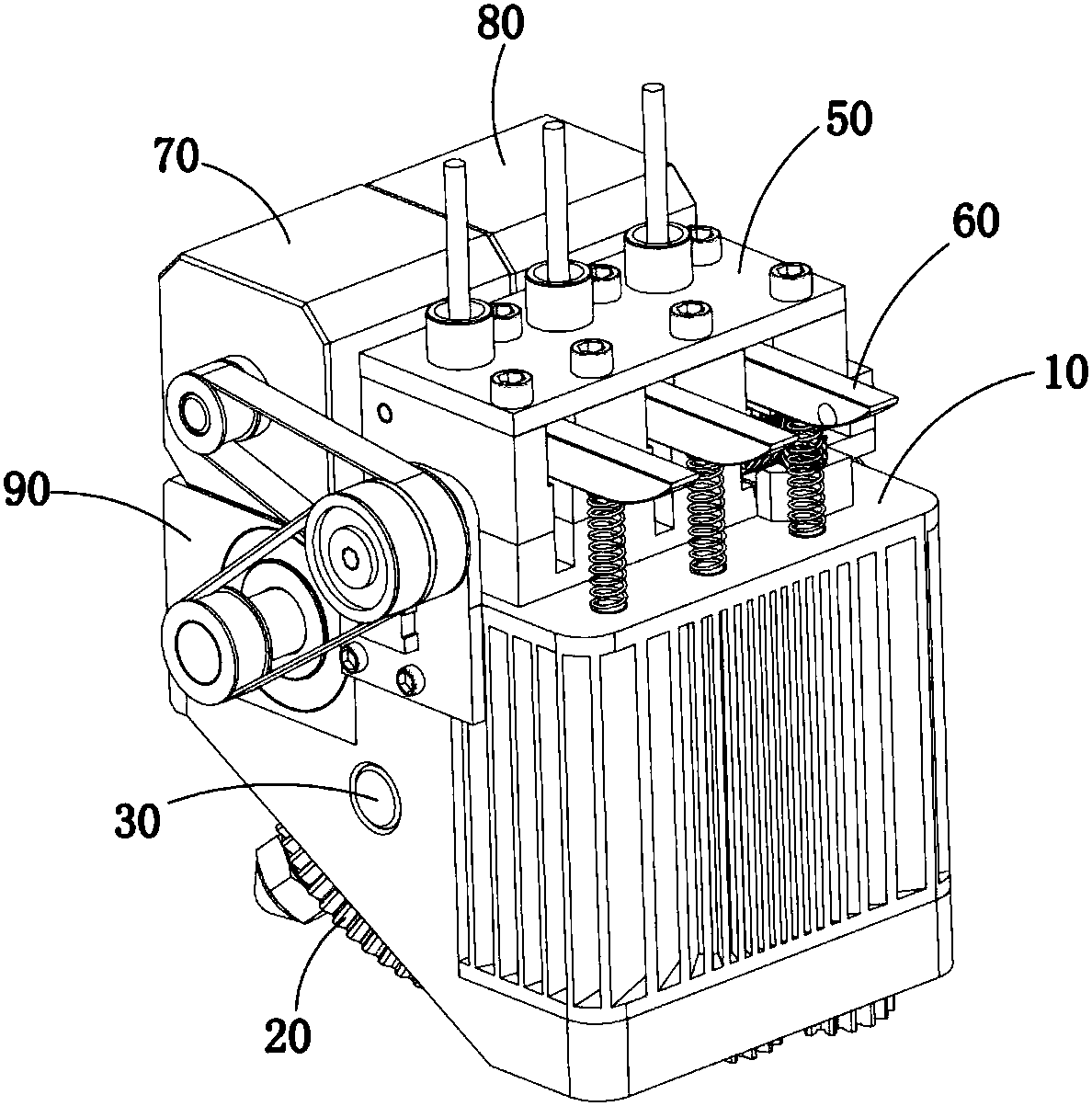 3D printer's cross-color feeding and mixed-color feeding control system