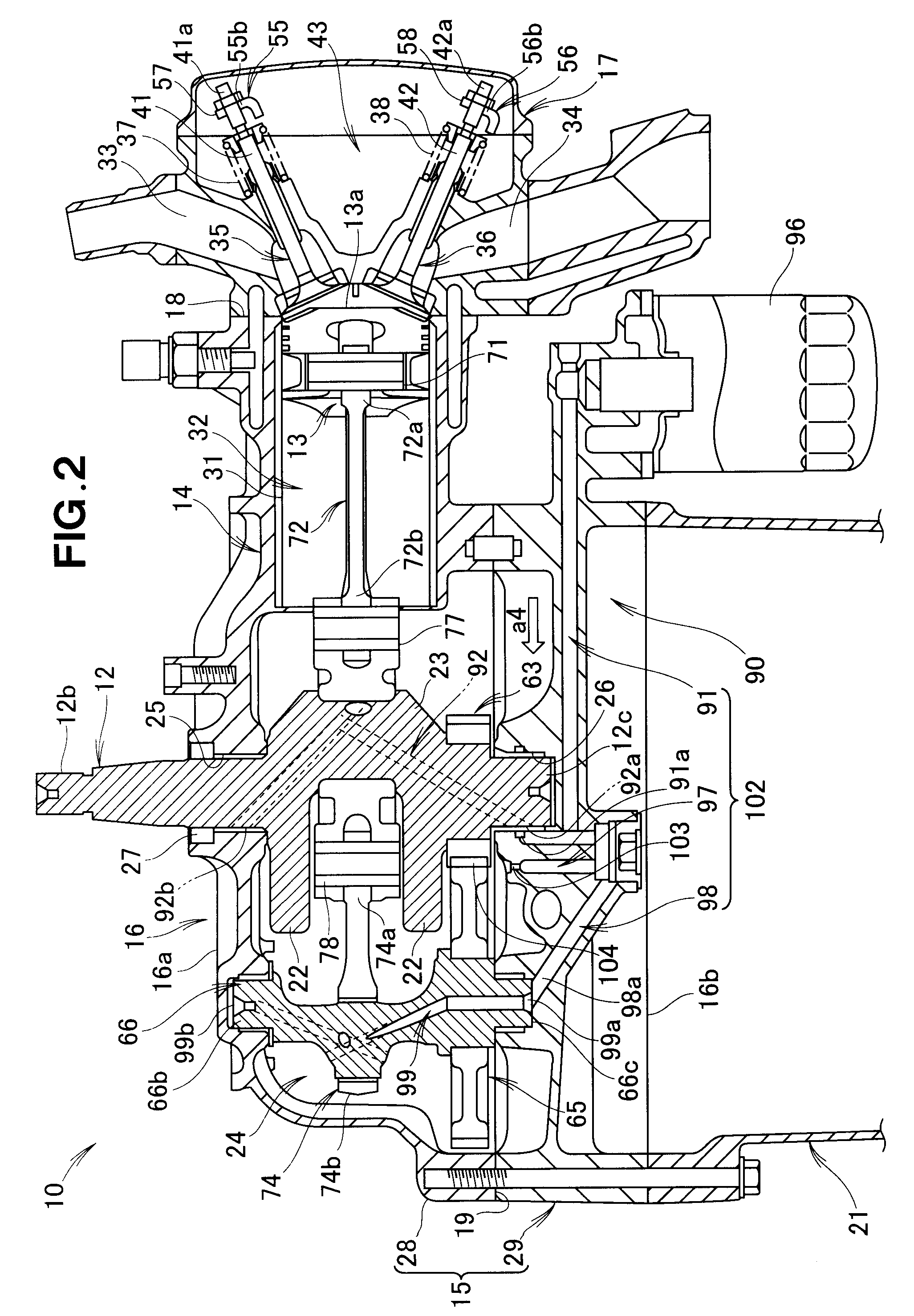 Multi-link, adjustable-stroke type engine