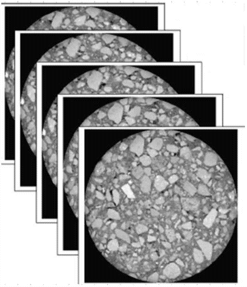 Bituminous pavement test piece X-ray CT (computed tomography) image-based aggregate mesoscopic solid model reconstruction method