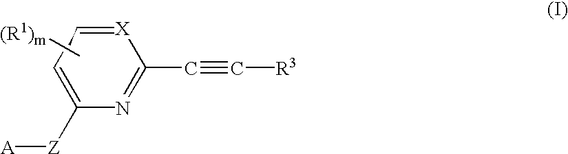 Herbicidal 2-alkynyl-pyri (mi) dines