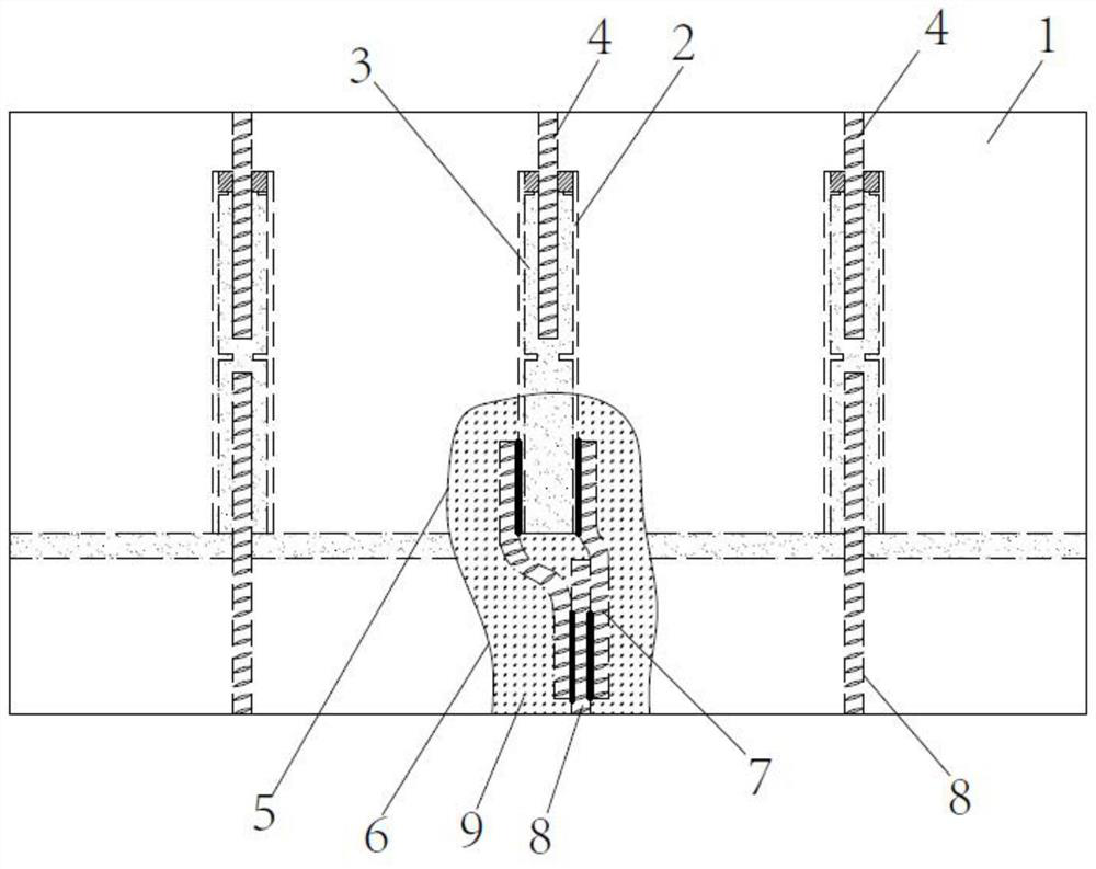 A reinforcement structure and construction method for the truncated connecting steel bars in the sleeve