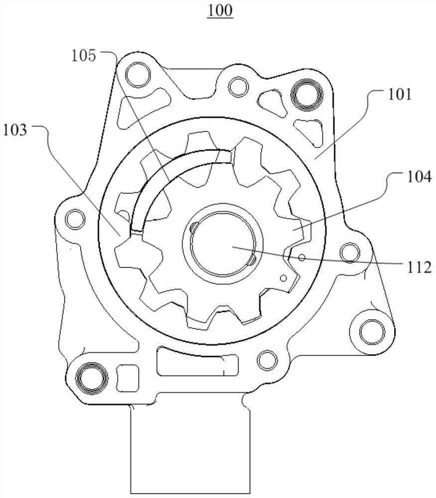 An oil pump with a segmented crescent plate