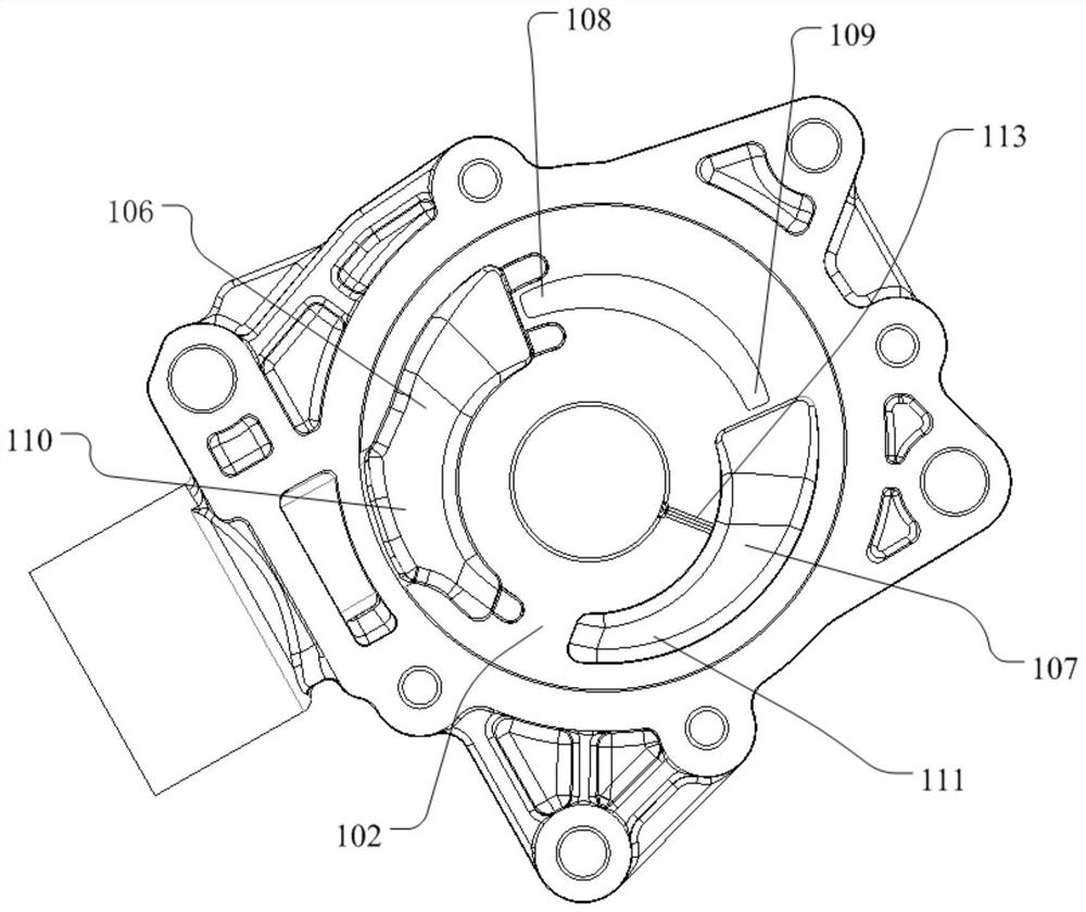 An oil pump with a segmented crescent plate