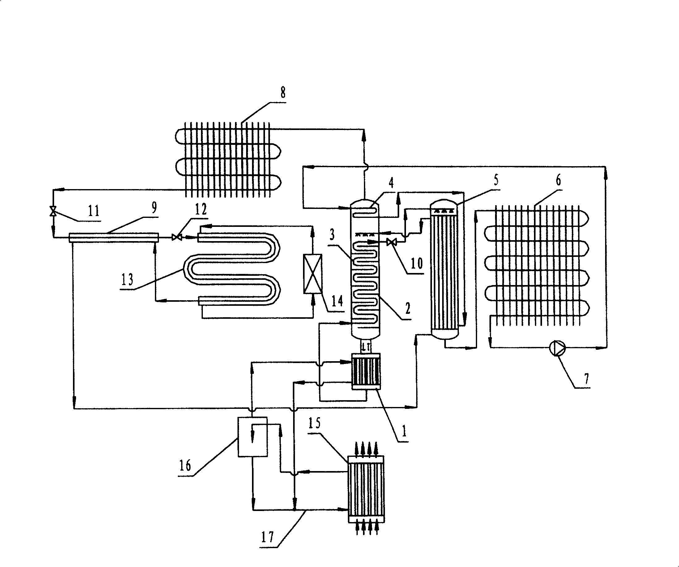 Exhaust gas heat exchanger used in ammonia water absorption refrigeration device using residual heat of exhaust gas