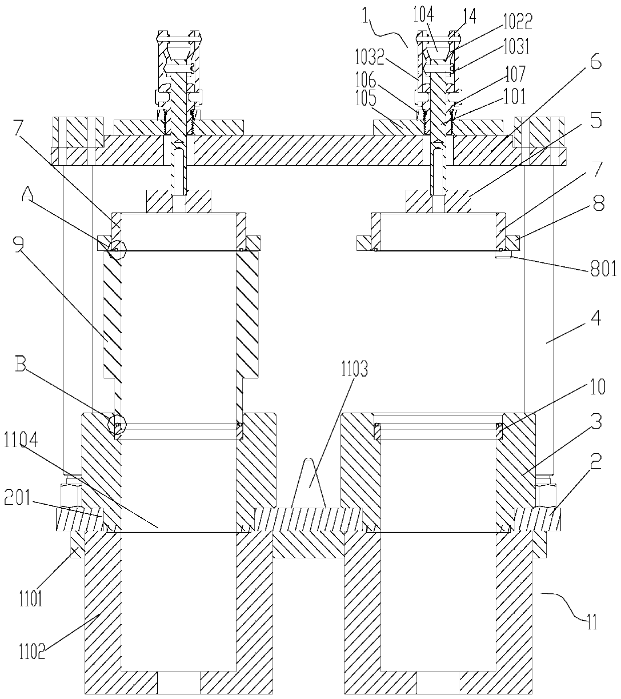 Electroplating environment treatment device for cylinder body out-of-groove electroplating