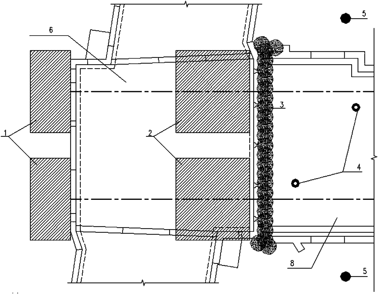 A system and method for reinforcing the enclosure structure of an existing subway station under which a shield tunnels