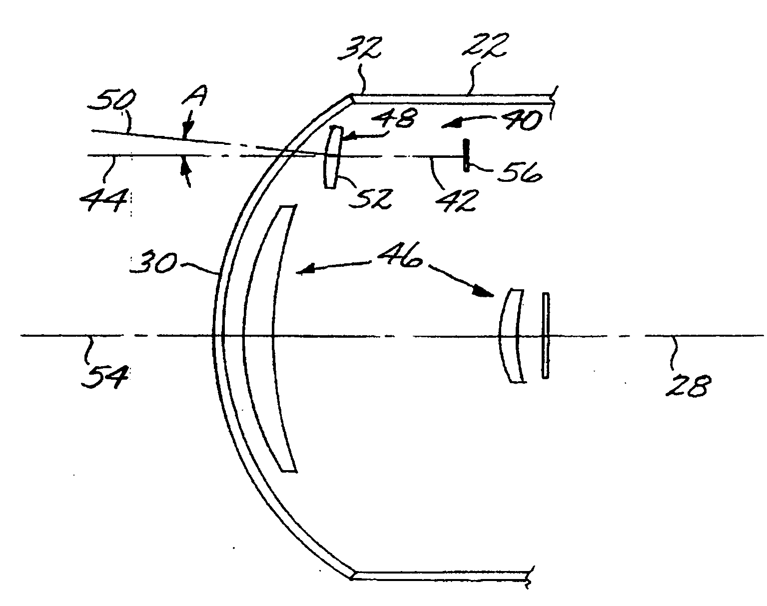 Windowed optical system having a tilted optical element to correct aberrations