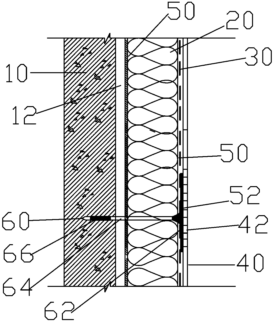 Outer wall system with insulation structure and manufacturing method thereof