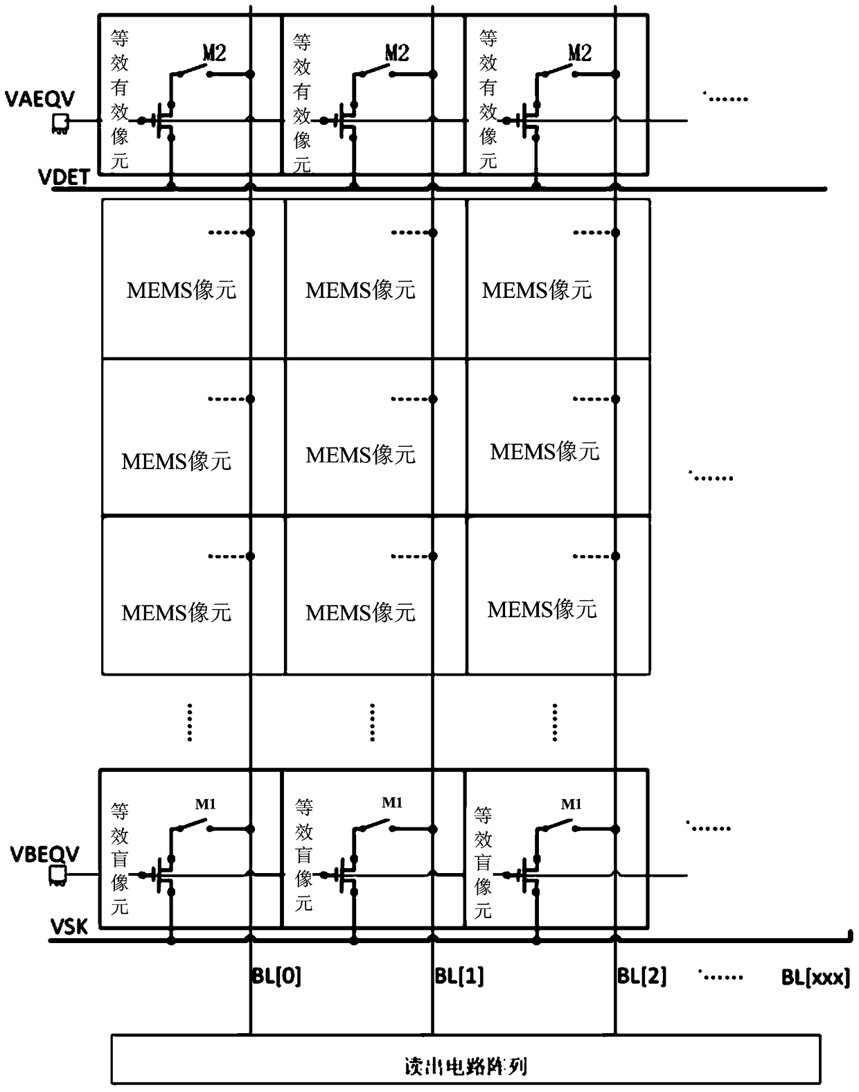 A pixel equivalent circuit and testing method of an area array infrared detector