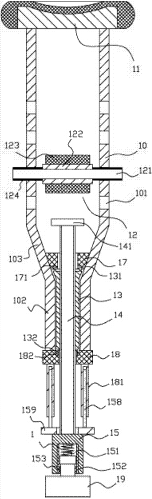 Length-adjustable axillary crutch convenient for adjustment and for medical rehabilitation