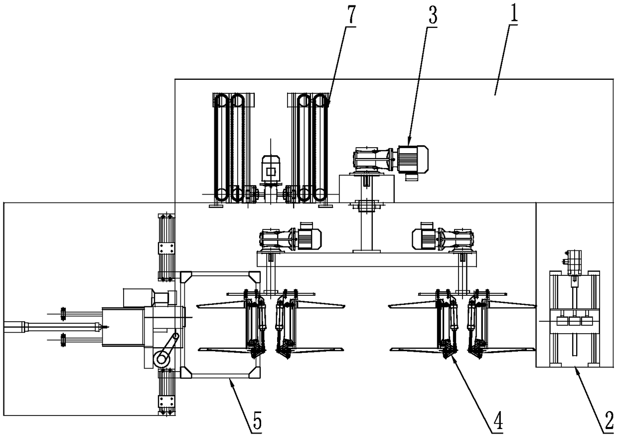 Online automatic roll replacing, cutting, tying and discharging device for plastic pipes