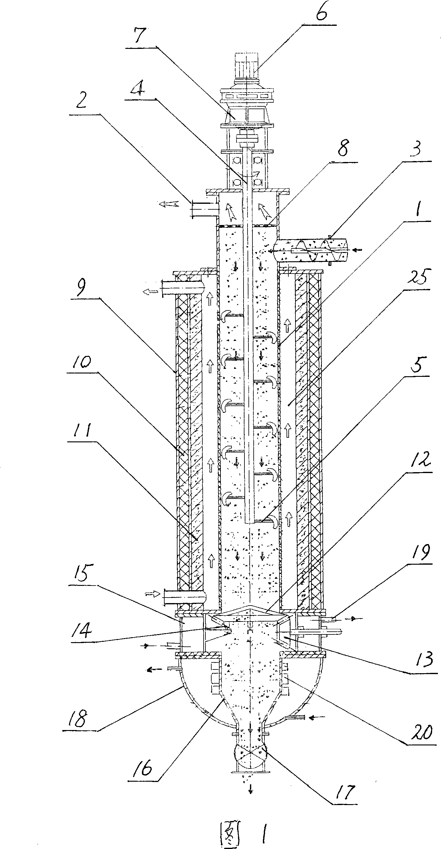 Solid biomass upright continuous retorting device