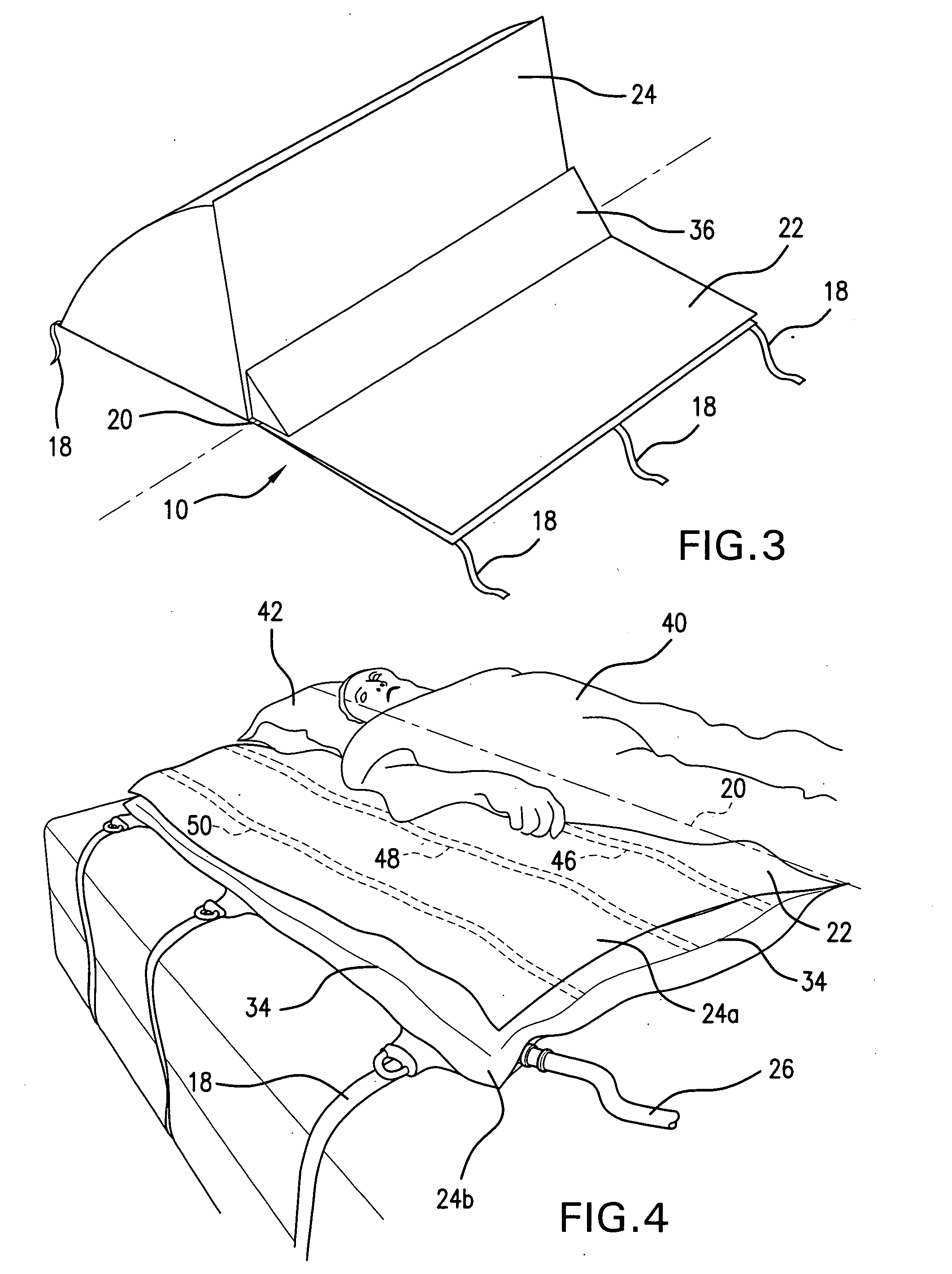 Inflatable air mattress for rotating patients