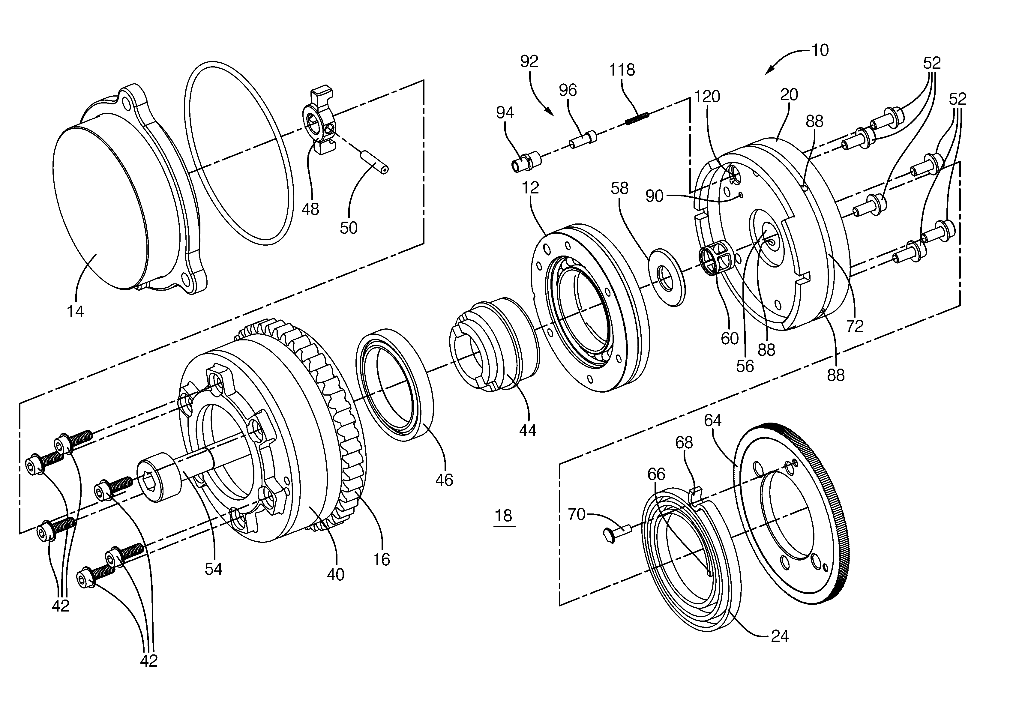 Harmonic Drive Camshaft Phaser with Lock Pin for Selectivley Preventing a Change in Phase Relationship