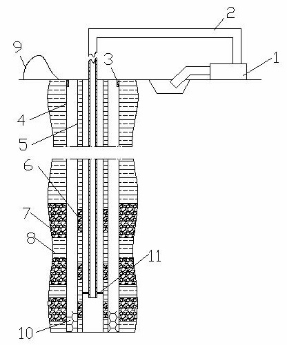 Geothermal well layer-by-layer filter material feeding process