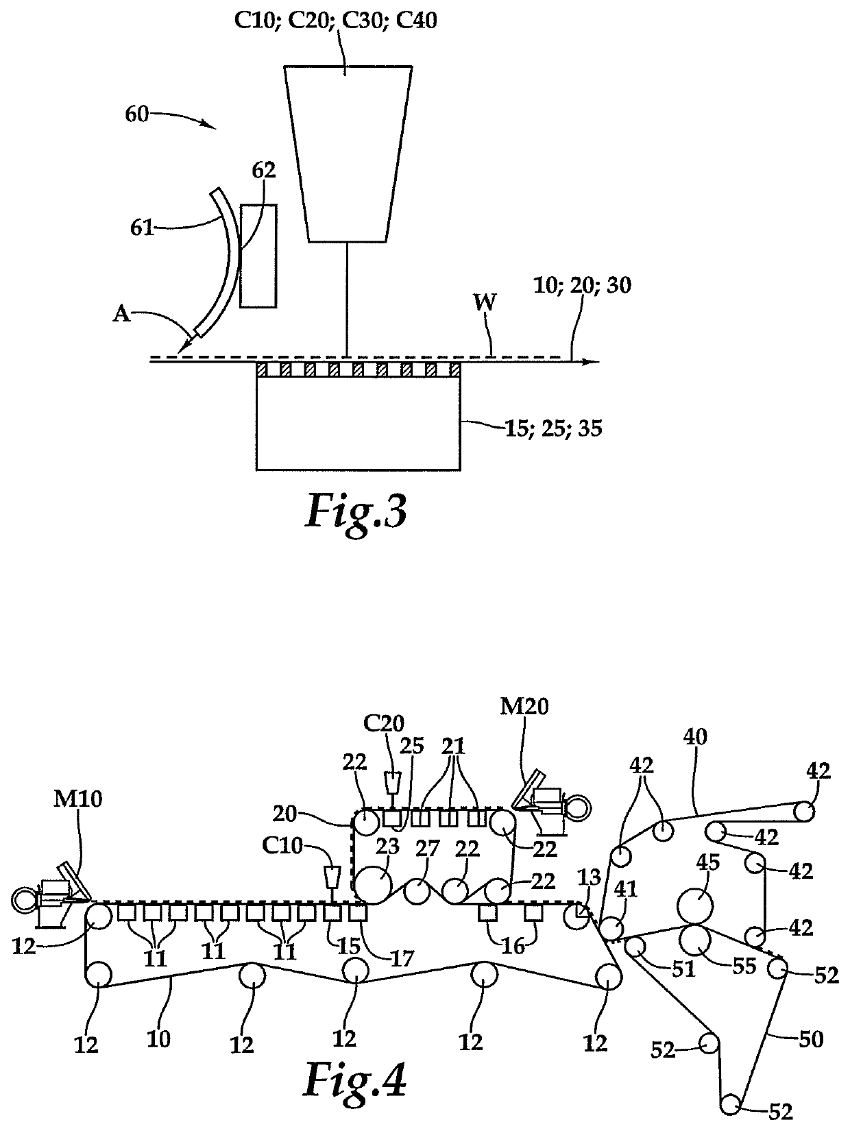 Method for sizing a multi-ply fiber web and a forming section for a multi-ply fiber web