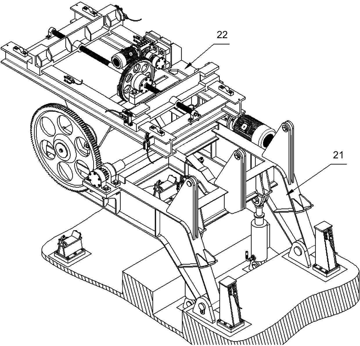 Rectangular flange plate overturning system