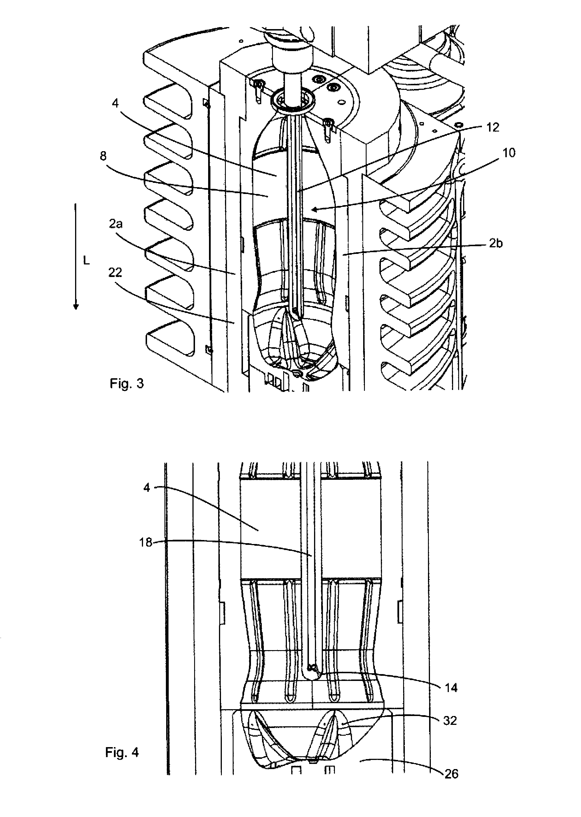 Blow moulding machine with cleaning system
