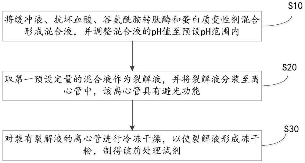 Preparation method of pretreatment reagent, pretreatment reagent and pretreatment method