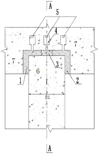 A water-stopping structure with grooves at the top of an anti-seepage wall