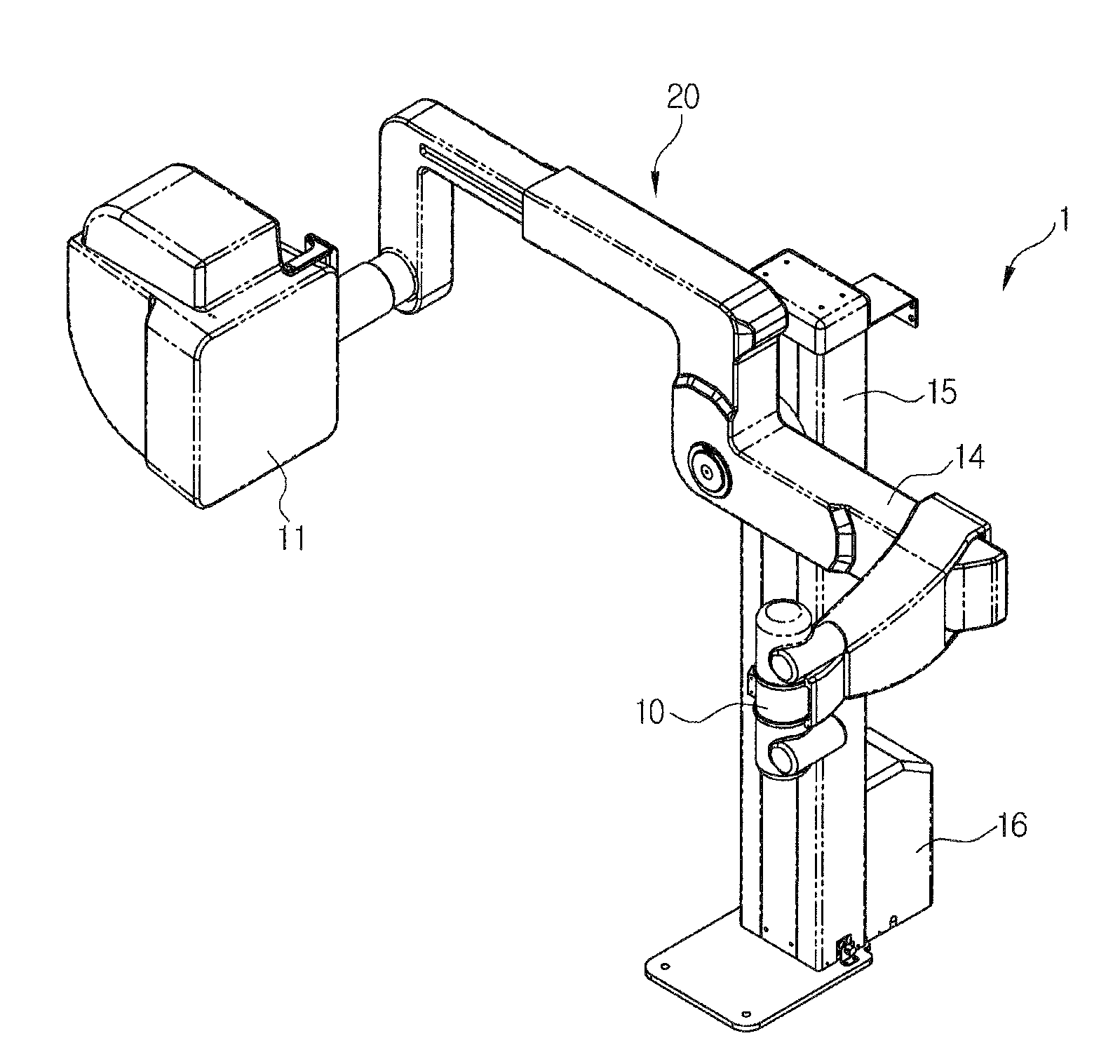 Medical diagnostic apparatus with length-adjustable arm structure