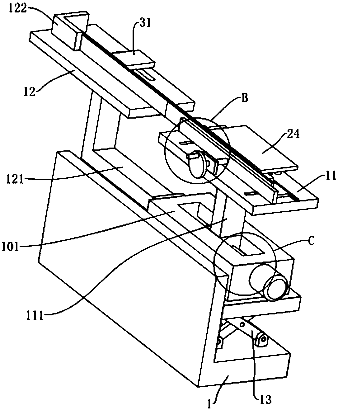 Spacing adjusting working frame for welding steel structure profiles