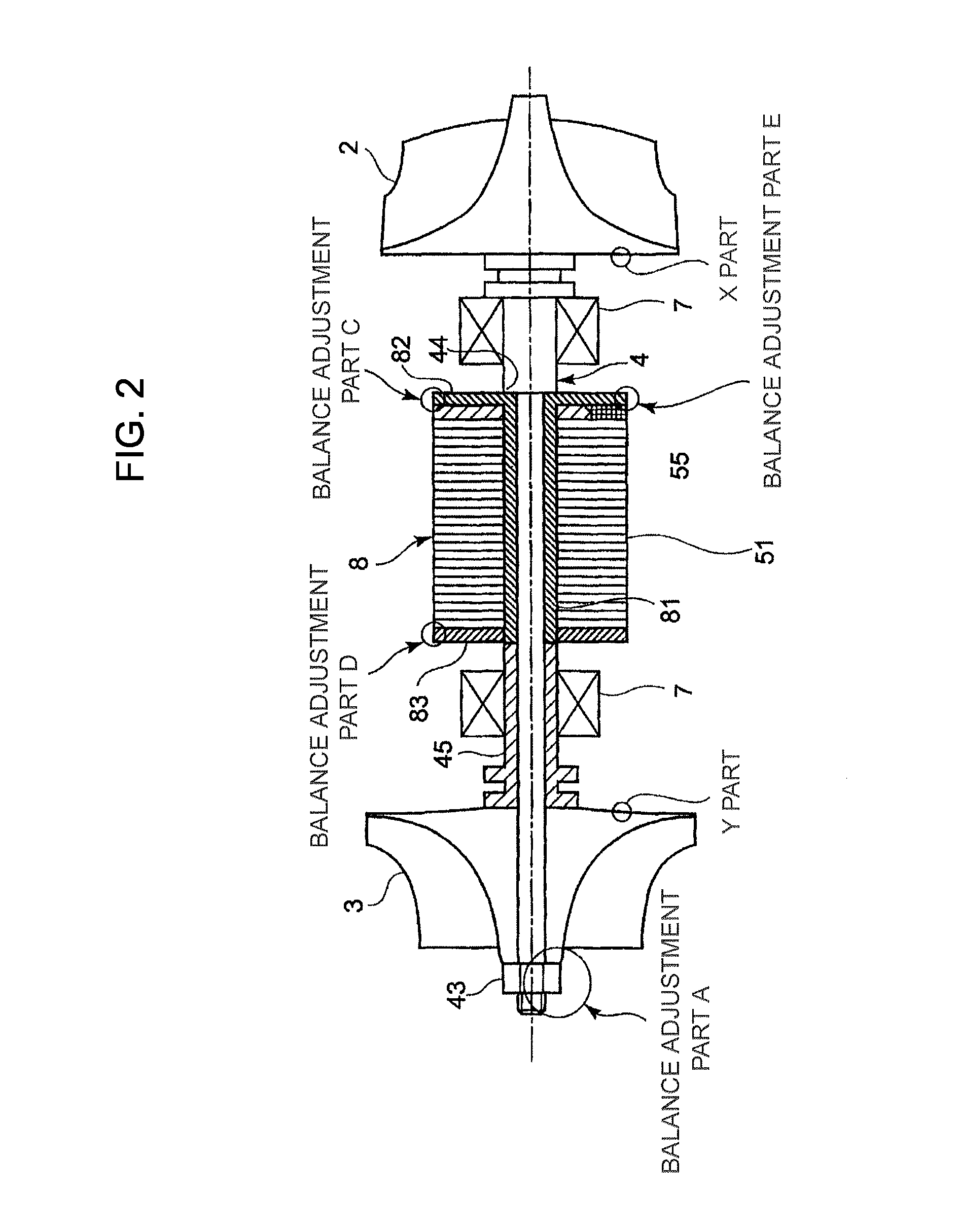 Structure and method for adjusting balance of turbocharging device incorporating electric motor