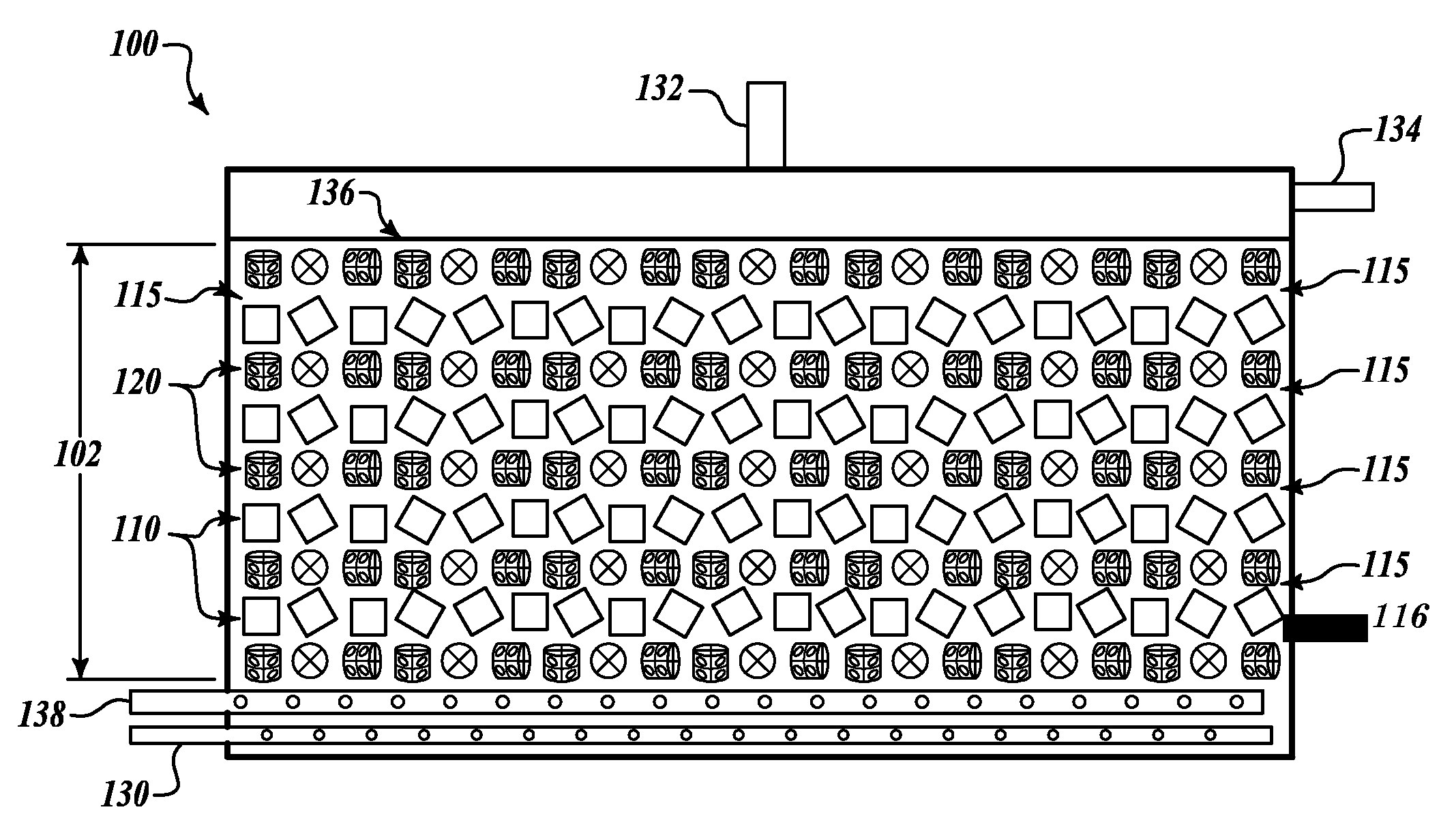 Process reactor with layered packed bed