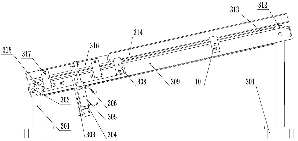 Row-up-seedling intermittent conveying device
