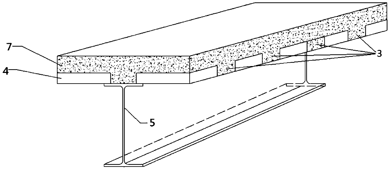 Integral laminated slab composite beam