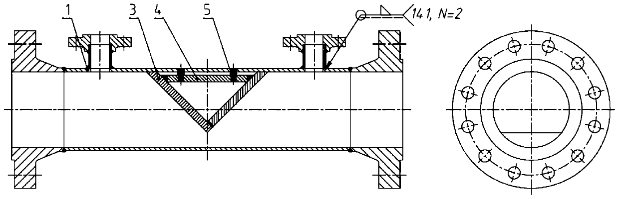 High-pressure wedge type flowmeter for integrally forged wedge block