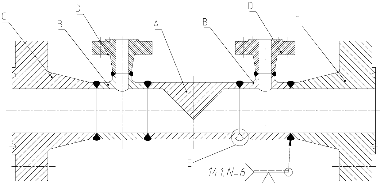 High-pressure wedge type flowmeter for integrally forged wedge block