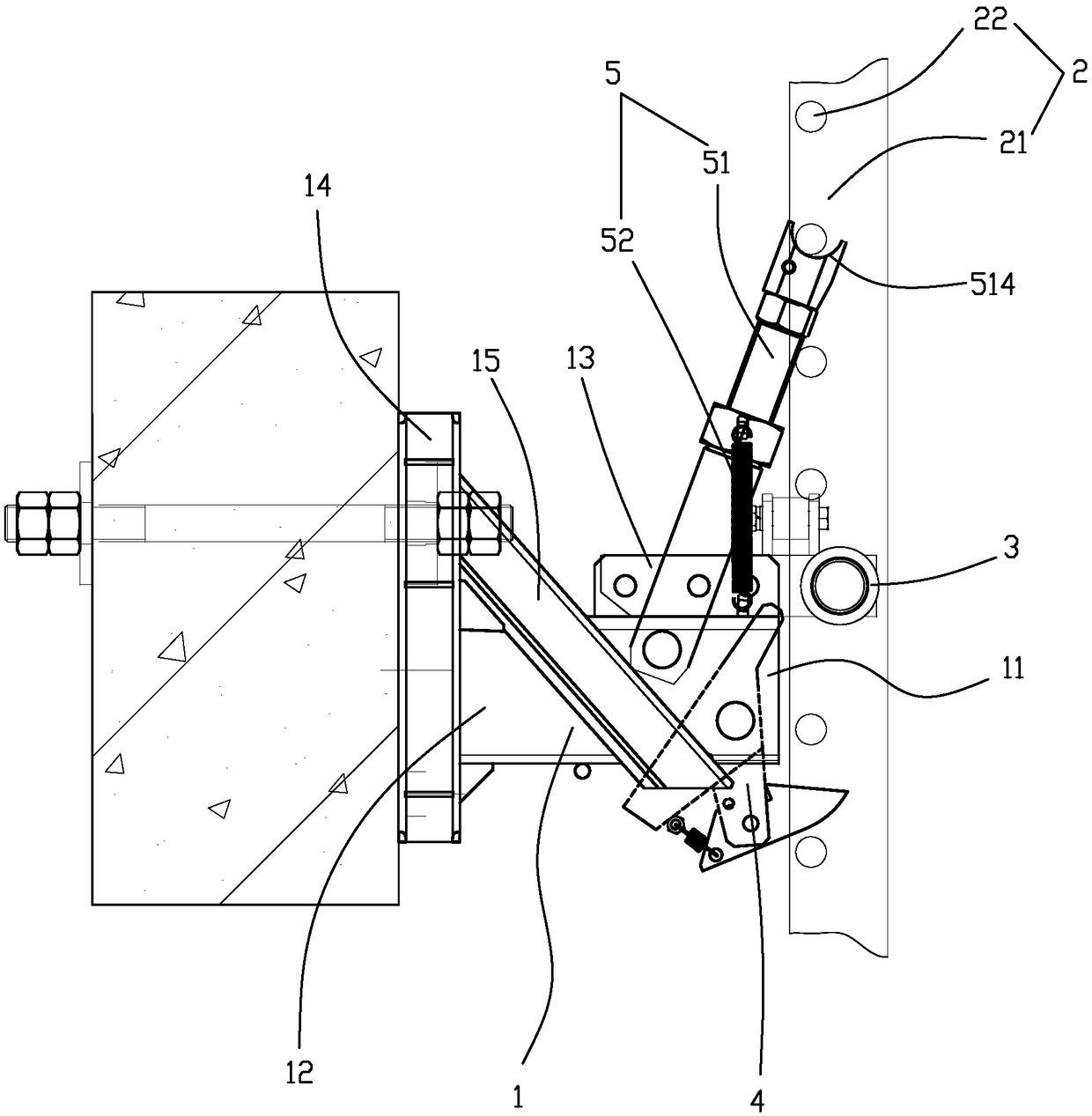 Wall-attached bearing for novel lifting operation platform for building