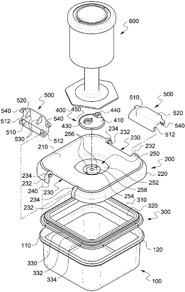 Container lid for vacuum sealing having locking parts and vacuum-sealed container employing same