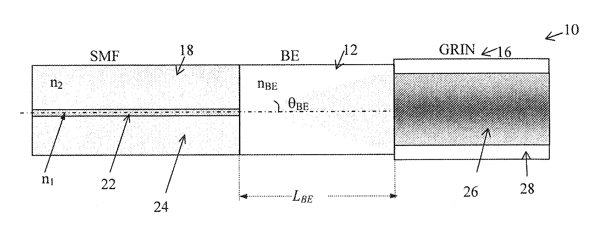 Fiberoptic device with long focal length gradient-index or grin fiber lens